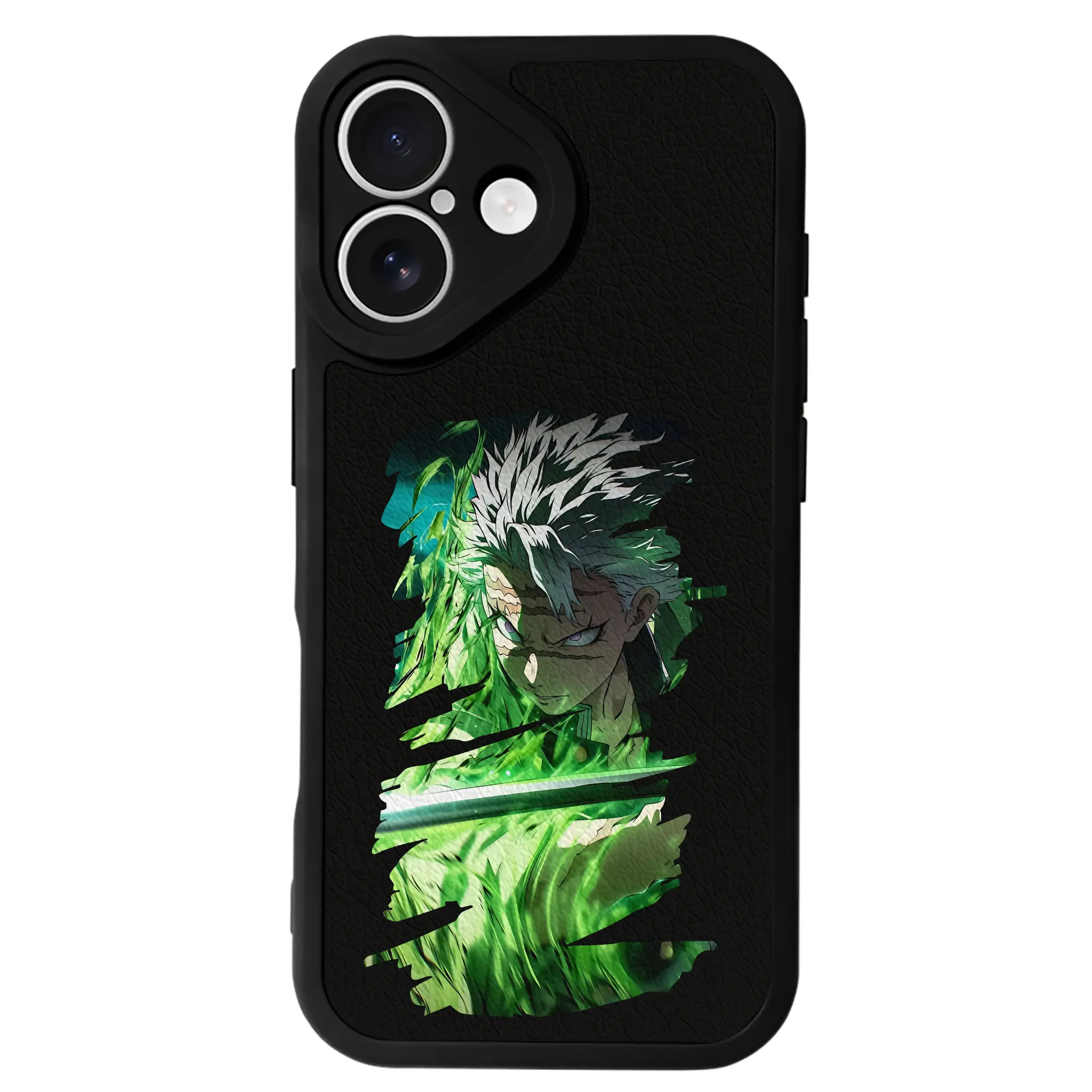 鬼滅の刃 グッズ,不死川 実弥 - IPhone 16シリーズ対応 ・ シリコンスマホケース ・ レザー調 ・ 高精度フィット ・ 耐衝撃 ・ ワイヤレス充電対応 ・ 精密カット